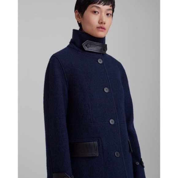 Club Monaco Jackets & Blazers - Club Monaco Wool Leather Detail Coat - Stunning!